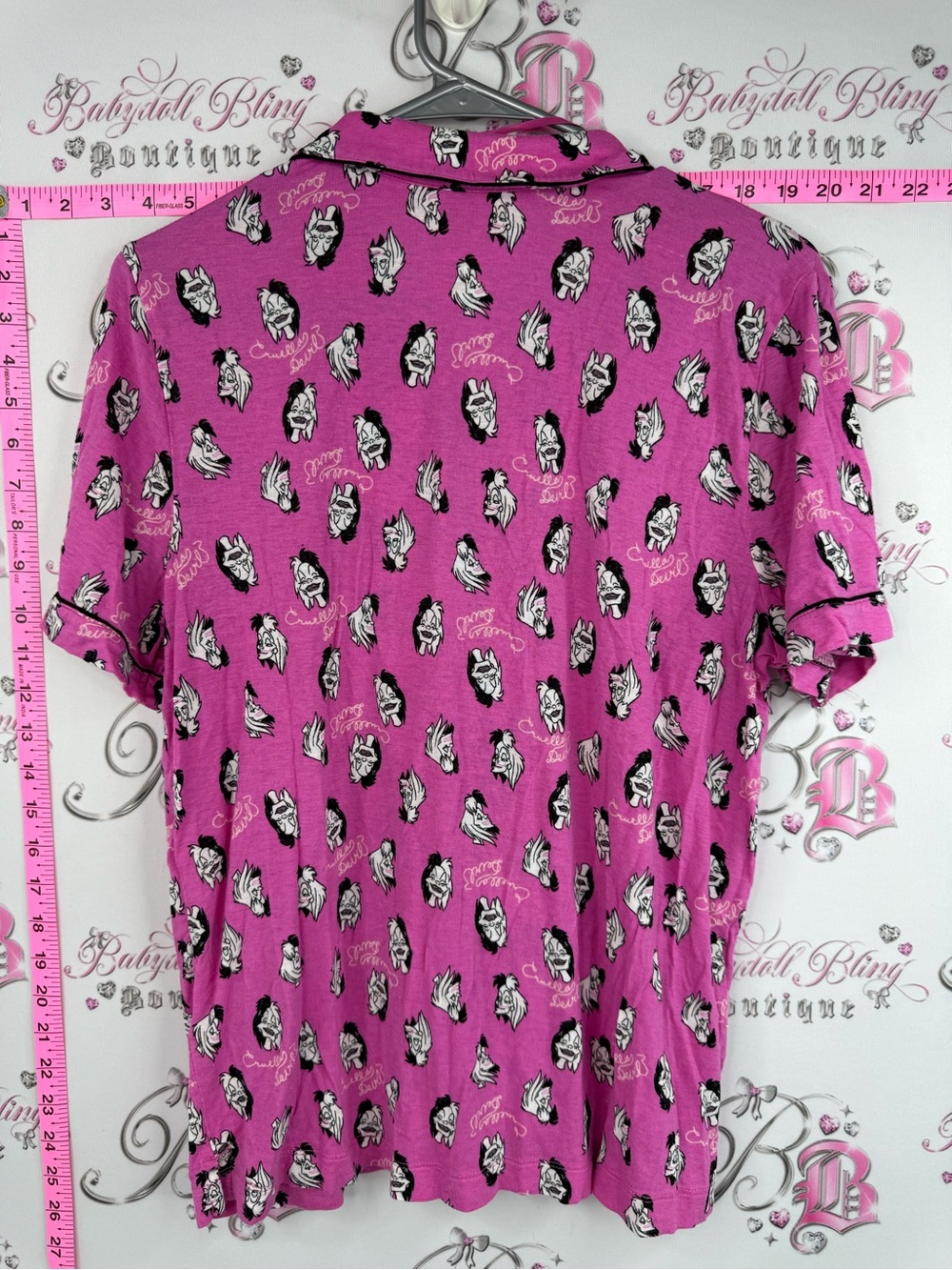 Disney cruella devil shirt bright collared Pink Villains Button-Up Shirt - Picture 2 of 10